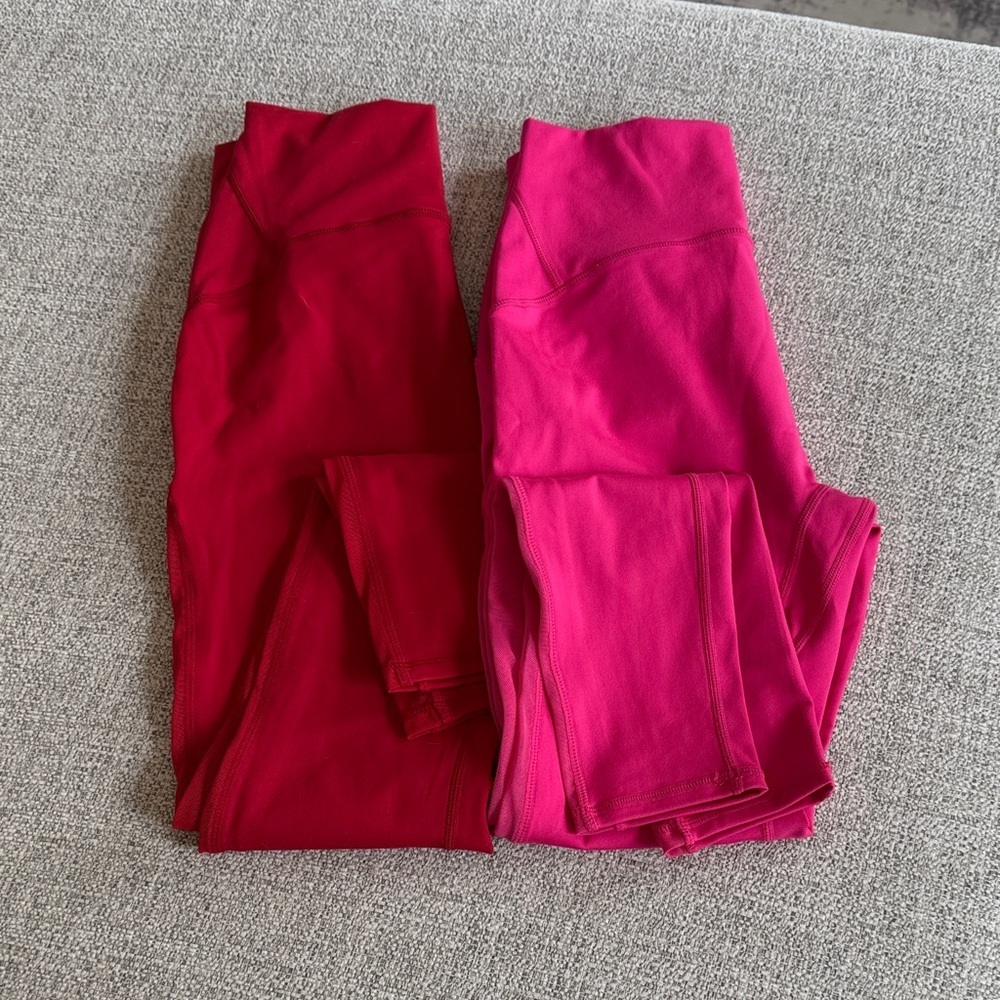 Women's Vibrant Red and Pink Leggings Bundle
